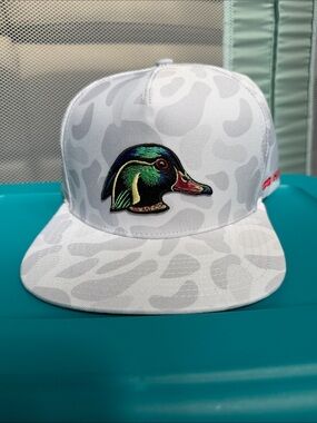 White Duck Embroidered Snapback Hat